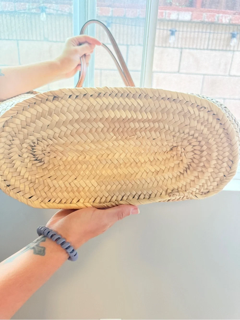 Tory Burch Natural Straw Tote with Chestnut Leather Logo